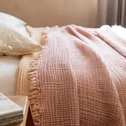 CVBFDB Muslin Knitted Solid with Tassel Blanket Adult Blanket Bed Cover Bedding Cotton Cloth Cover Blanket