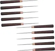KALLORY Positioning Repairing Essential 10pcs Wooden Handle Scratch Awls for Shoes Leather Sewing Supplies