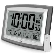 WallarGe Atomic Clock with Outdoor and Indoor Temperature - 12.5 Inch Self