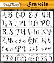 CrafTreat Pack of 12 CALLIGRAPHY Set Stencils for Painting on Book, Canvas, Wallart, Journal Notebook and Scrapbooking Supplies - Alphabet Stencils - 7"X4.5" Reusable Stationary Arts & Crafts Supplies