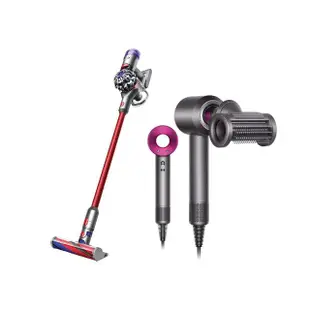 【dyson 戴森】HD15 Supersonic 吹風機 (桃紅色) + V8 Slim Fluffy SV10K 無線吸塵器(超值組)