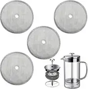 4Pcs French Press Cafetiere Coffee Filter,4Inch Stainless Steel Reusable Mesh Strainer for 34oz/1000ml Tea Maker