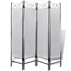 4 Panel Room Divider Screen Privacy Dividers Woven Wood Folding White 160x180cm