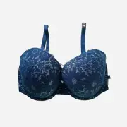Victoria’s Secret Bra Set 32DDD Lined Demi Lace Shimmer Underwired Blue New