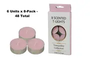 6x8-Pack Tranquility Tea Lights Scented Fresh Cut Roses Candle (4 Hour Burn)