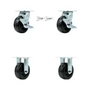 5 Inch Phenolic Caster Set with 2 Brakes/Swivel Lock 2 Rigid Service Caster