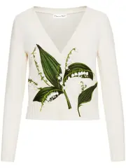 [Oscar de la Renta] Lily Of The Valley Embroidered Cardigan