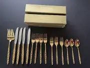 15 NOS VTG Community by Oneida Gold Electroplated "Golden Valentine" Stainless