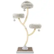 Costway 1.78M 3 Platforms Sisal Scratching Post Curved Cat Tree w/Balls Scratcher Tower Climbing Stand Grey