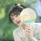 Frosted Fan Handle Ancient Long-handled Fan Dance Group Fan Hanfu Accessories
