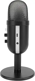 USB Gaming Condenser Microphone with Quick Mute Gaming Microphone Anti Vibration Shock Mount, Rotate Gain Key, USB PC Mic with Ambiance Light Base Stand, for PC, for