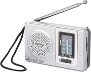 BC-R2048 Mini AM FM Radio 2 Band Radio Receiver Portable Pocket Radio Built-in Speaker w/Headphone Jack Telescopic Antenna