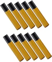 HAKIDZEL 10pcs Refillable Glass Roller Bottles Portable Perfume Essential Oil Bottles with Lid Lightweight Leak Travel Friendly for Skincare Products