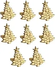 COTTON CRAFT Christmas Tree Napkin Rings - 8 Pack - Merry Xmas Hallelujah Holiday Dining Table Handmade Metal Napkin Holder - Joy Rejoice Festive Elegant Celebration Party Gift Tabletop Décor - Gold