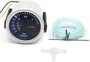 Smoke Lens 52MM Turbo Boost Gauge BAR PSI Water Oil Temp Oil Press Meter with Sensor 1/8NPT Voltmeter Tachometer RPM Gauge (Color : Boost Bar)