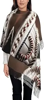 [HJLUUFT] Baseball Lace Close Up print Pashmina Shawl Wraps Scarf for Women Winter Winter Scarf for Women Wedding Scarf, Black