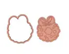 Christmas wreath cookie cutter and stamp set debosser two tone