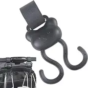Stroller Hooks, Double Carabiner Clip, Cartoon Bear Fastener, Adjustable Loop Design, Non-Slip Grip, Ideal for Baby Travel and Outdoor Shopping Activity Trips
