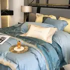 Green Bedding Set DuvetCover EmbroideryLeaves Bedspread Simple Fashion BedSheet