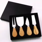4pcs cheese Knives Set with box, Steel Stainless,Wood Handle Mini Knife, Spatula