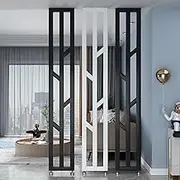 YUGXTH Wall Partitions Post, Metal Room Divider Column, Privacy Screens Columnar with Adjustable Feet, Floor to Ceiling Space Separator Partition Column, for Teahouse/Coffee Shop(Black and white,125cm