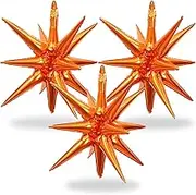 Explosion Star Balloons Orange Starburst Star Balloons Conjoined Explosion Balloons Cone Balloons for Birthday Shower Wedding Orange Party Halloween Party Decorations Supplies Balloons Sets-3 PCS