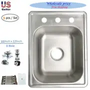17"X22" TopMount Stainless Steel Single Bowl Kitchen/ Bar Prep Sink Size Drop In