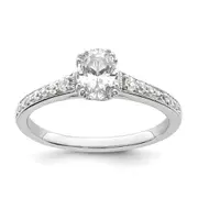 0.75ct. CZ Solid Real 14k White Polish 3/4ct Oval Engagement Dia Ring