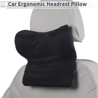 Car Headrest Pillow Cashmere, Memory Foam Black 1 Pc for Driving Travel
