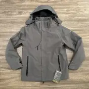 Eddie Bauer Mens Hooded Jacket WeatherEdge Plus Waterproof Shell Gray Sz Medium