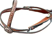 Circle Y Leather Headstall Zebra Print Hide-New With Tags