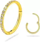 Smilebelle 14K Gold Hinged Nose Rings Hoop for Women 20G, 316L Surgical Steel