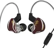 Keephifi Wired Earbuds with Microphone,CCZ Coffee Bean in Ear Earbuds Dual Dynamic Driver in Ear Monitors,Ear Buds Tips Carry Case Earphones Wired for Music,Stereo,Musicians Stage (Brown with mic)