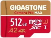 GIGASTONE 512GB MicroSDXC Card, 4K Camera Pro MAX, A2 V30 MicroSDXC Memory Card