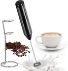 Electric Milk Frother Handheld with Stainless Steel Stand, Portable and Powerful