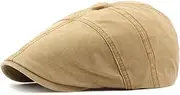 [Michear] Men's Flat Caps, Adjustable UK Newsboy Hat, Vintage Irish Cotton Beret Ivy, Classic Gatsby Cabbie Cap, khaki, One size