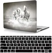 Laptop Cover Compatible with MacBook Pro 13 Inch Case 2020 2019 2018 2017 2016 Release A2338 M1 A2289 A2251 A2159 A1989 A1708 A1706, Plastic Hard Shell Case & Keyboard Cover Skin - White Horse