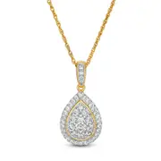 0.5 CT. T.W. Composite Natural Diamond Teardrop-Shaped Frame Pendant in 10K Yellow Gold