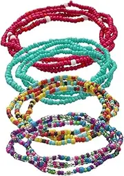 [WATIIFUFU] 4pcs Colorful Belly Beads Women Waist Beads Belly Body Chain Body Chain Beads Belly Waist Chain Waist Beads for Women Waist Beads Belly Chain Beach Waist Chain Summer Body Chain