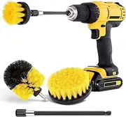 Kaiounni 4 Piece Drill Brush Attachment Set, Includes Scrub Daddy & Scrub Mummy Pads, All Purpose Power Scrubber Cleaning Brush Kit with Extend Long Attachment for Grout, Tiles, Tub, and Car Surfaces