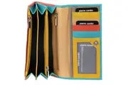 Pierre Cardin Italian Genuine Leather Ladies Wallet - Turquoise/Orange