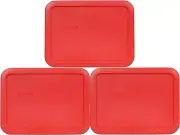 Pyrex 7210-PC 3-Cup Red Rectangle Plastic Food Storage Lid Cover, Made in the US