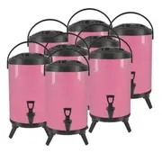 SOGA 8X 10L Stainless Steel Insulated Milk Tea Barrel Hot and Cold Beverage Dispenser Container with Faucet Pink