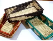 4pack Fruit Baskets Wicker Fruit Bowl Hand Woven Bread Basket for Serving Wooden