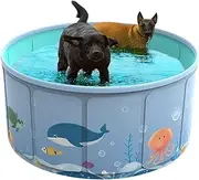 Foldable Dog Pool - PVC Dog Swimming Pool | Wading Pool for Kids | Non-Slip Pet Water Play Toy for Backyard Training Beach Trips Outdoor Parties Bathing Activities | Pet Bath Tub for Outdoor