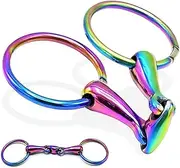 AAProTools Rainbow Multi Color Horse Bit Loose Ring Lozenge Fat Link Stainless Steel Snaffle Equestrian Tack Shows BT-0105
