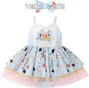 [IMEKIS] Baby Girls 1st Birthday Outfit Strawberry Floral One Smocked Dress Romper Tutu with Headband Cake Smash Photos