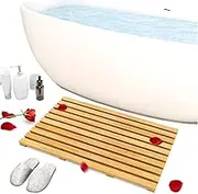 Clevinger Bamboo Bath Mat, Non Slip Shower Mat for Bathroom,Sturdy Waterproof Wooden Floor Duck Board Easy Storage,Standard mat Bathroom Showers, Bathtubs, Floors, Indoor and Outdoor Use Color HO0268