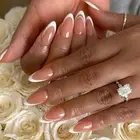 24x White French Tip False Nail Almond Press On Nail Simple On Nail