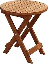Lauft Folding Table Bamboo Wood Round Foldable Table Patio Picnic Outdoor Table (Brown)